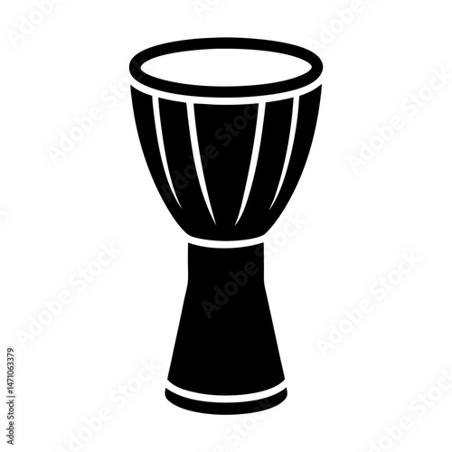 Silhouette of an African Djembe Drum with Beautiful Detail and Shape