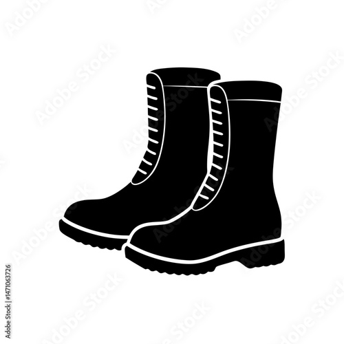 winter boots silhouette on white background 
