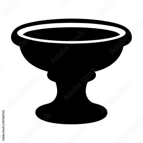Elegant black silhouette of a pedestal bowl or chalice on white backdrop