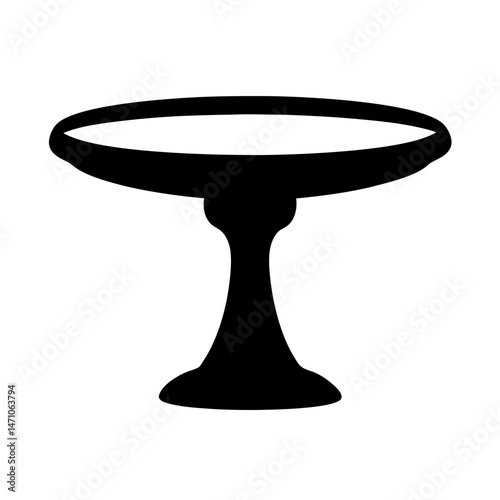 Elegant black cake stand silhouette on a white background for celebration