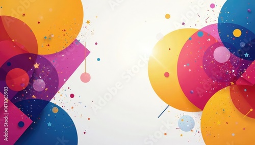 Geometric abstract shapes, vibrant color palette, modern style, vibrant, geometric pattern