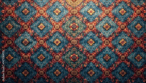 Geometric damask, repeating diamond shapes, subtle shading, shapes, illustration, design