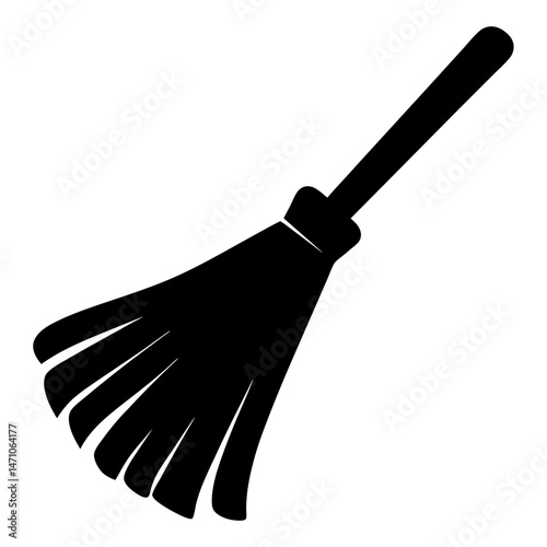 Stylized Silhouette Illustration of a Traditional Broom for Cleaning Purposes