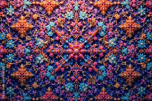 Geometric lace motif, repeating design elements, texture, decor