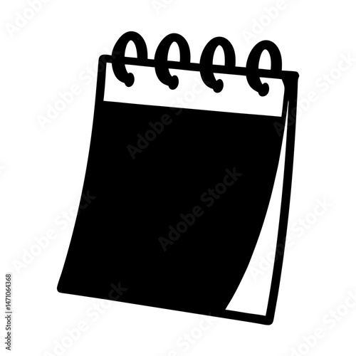 Simple black and white illustration of a blank notepad with spiral binding