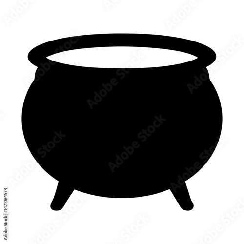 Simple black silhouette of a cauldron filled with a mysterious white liquid