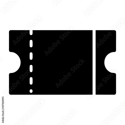Simple black and white ticket icon representing access or event admission