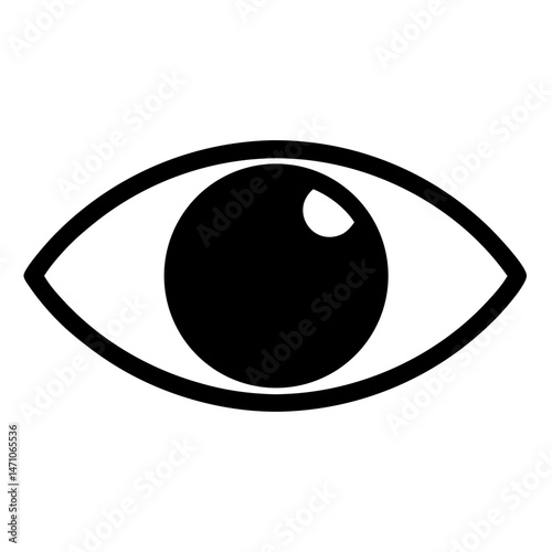 Simple stylized eye illustration in black and white color scheme