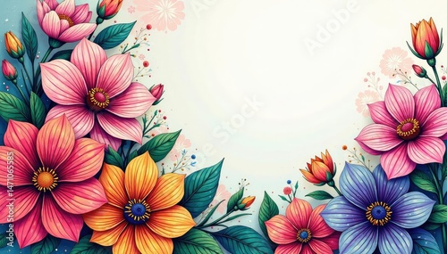 Intricate line art blooming flowers, geometric layout, contemporary, minimal, elegant