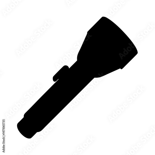 Black silhouette of a flashlight on a white background provides light