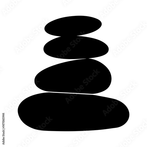 Black and White Stone Cairn Illustration of Balance and Tranquility Artwork