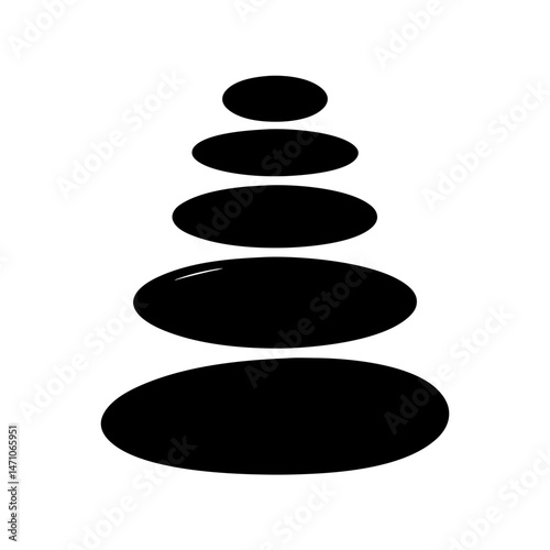 Serene Stacked Stones Minimalist Zen Artwork Balancing Black Pebbles Symbolizing Harmony