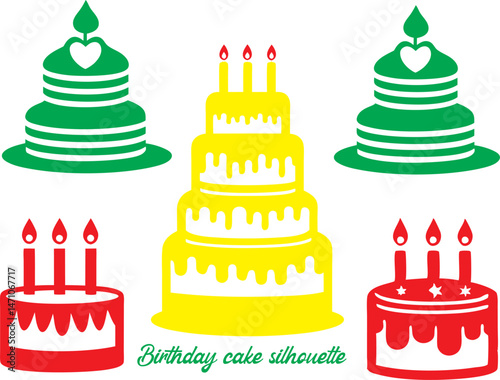 Birthday cake silhouette, Birthday cake vector illustration