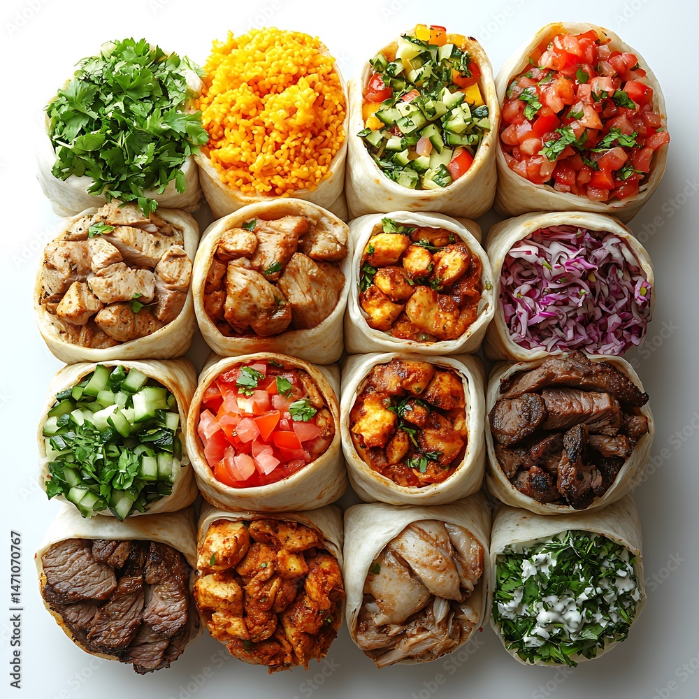 Middle eastern shawarma with vegetables served high resolution picture