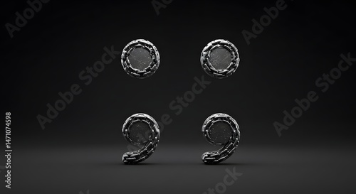Chainmail Punctuation Marks on Dark Background