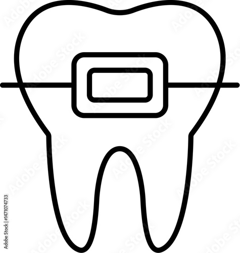 Dental Braces Outline Linear Symbol for Graphic and Web Design, Apps, Adverts, Various Cards