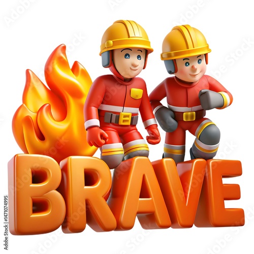 Hand drawn firefighters putting out a fire