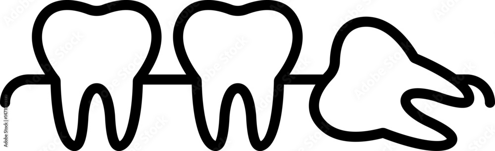Naklejka premium Wisdom Tooth Minimalistic Thin Outline Icon for Web and Graphic Design, Apps, Banners, Social Network and Cards