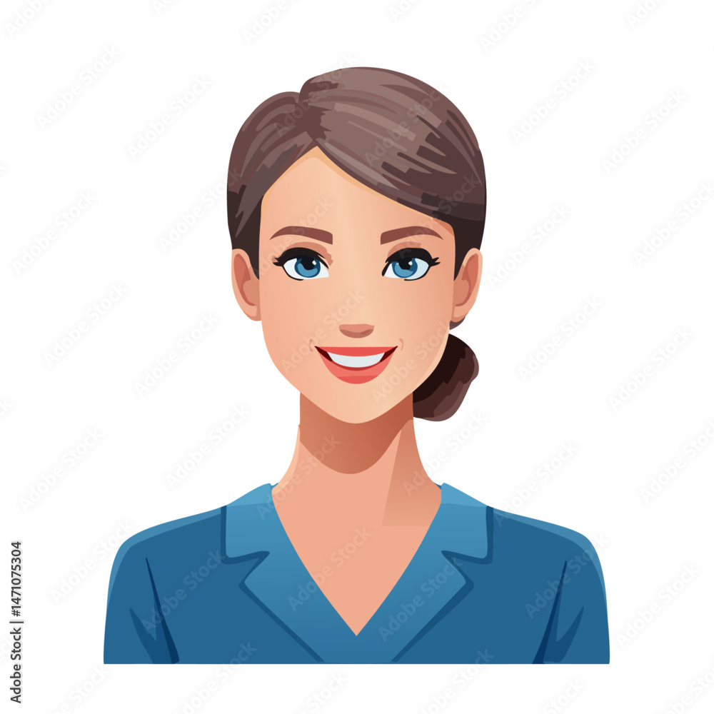 Flat Vector. Portrait of only one Woman. Simple Background. Flat Vector. Portrait of only one Woman. Simple Background.