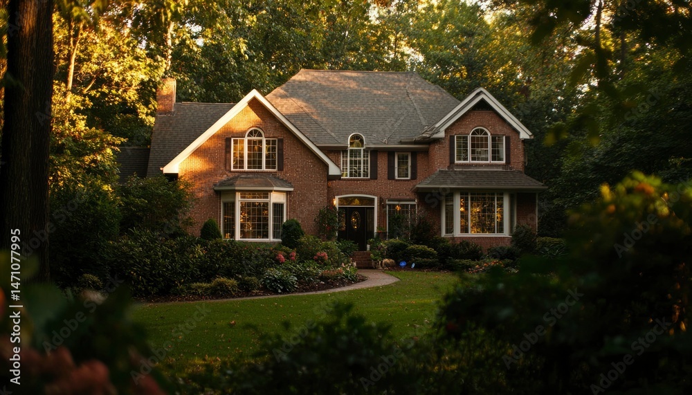 Naklejka premium Suburban home in autumn
