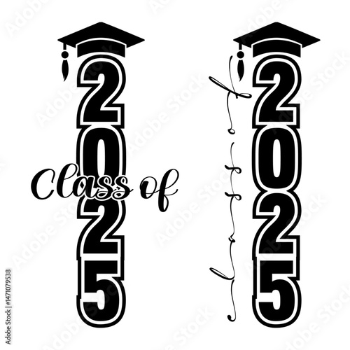 Class of 2025 Vertical Graduation Cap Tassel Design