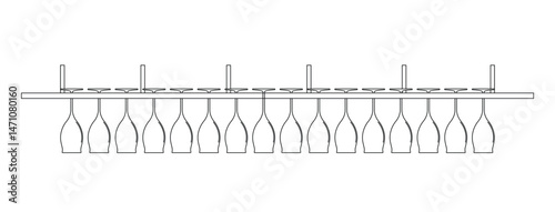 Wine Glass Hanging Outline Kitchen Design