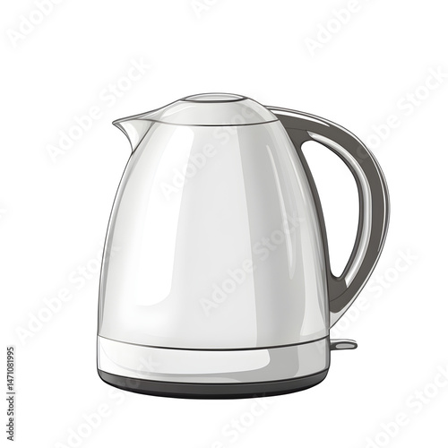 Stylized modern electric kettle with a minimalist design isolated on transparent background