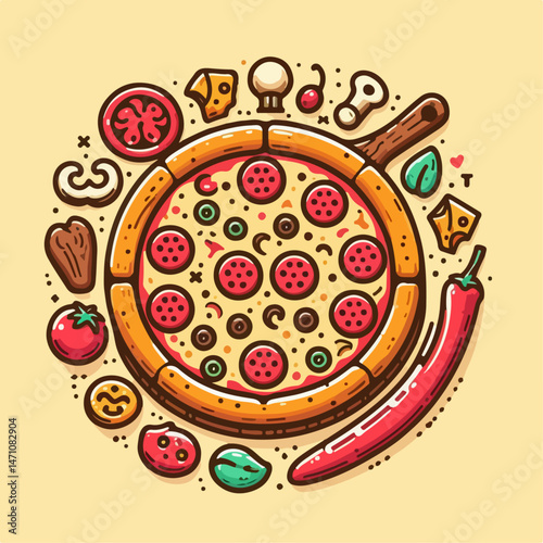 vector illustration of a pizza