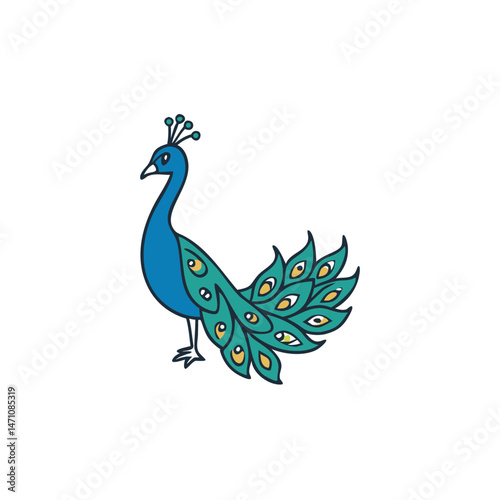 Peacock colorful bird vector illustration