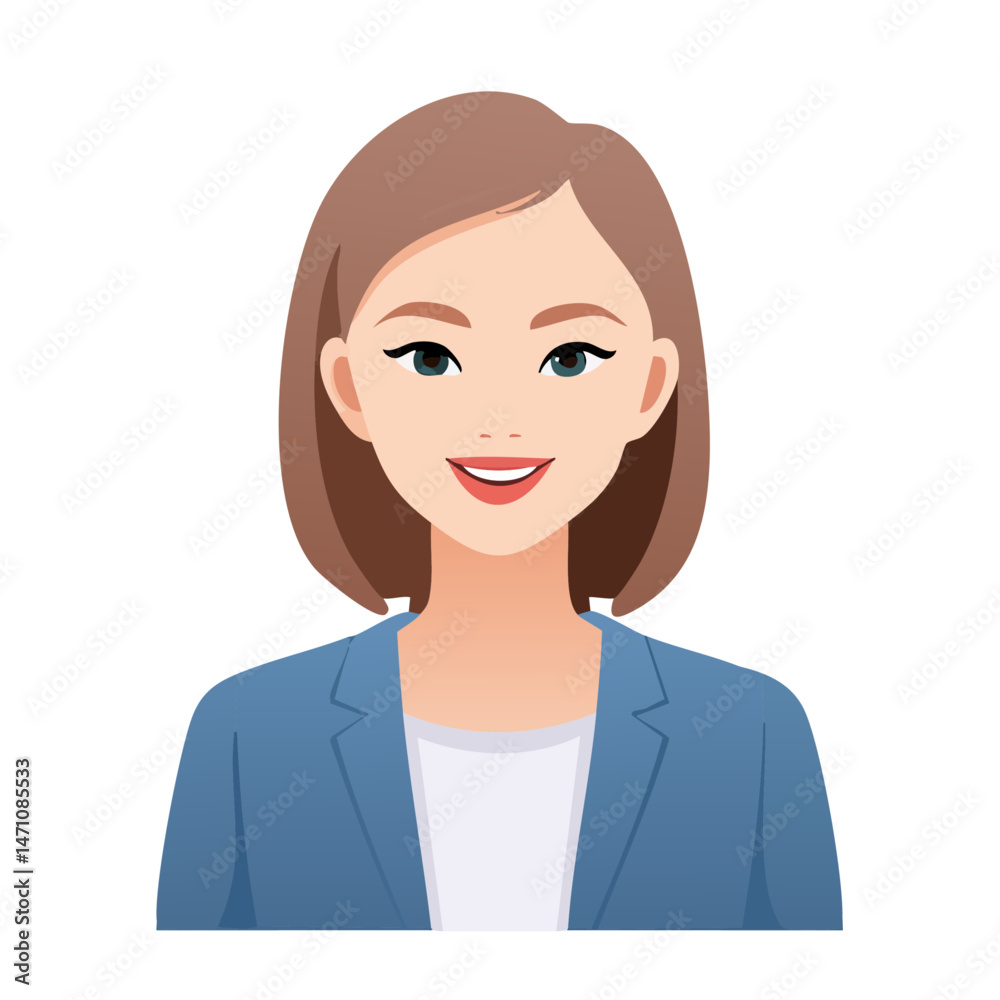 Flat Vector. Portrait of only one Woman. Simple Background. Flat Vector. Portrait of only one Woman. Simple Background.