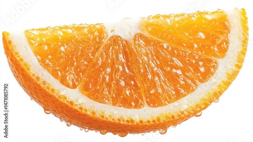 Close-Up of a Juicy Orange Slice with Water Droplets