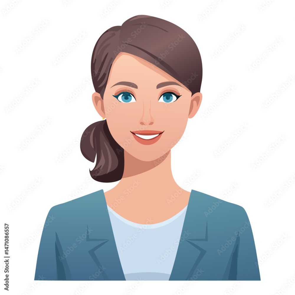 Flat Vector. Portrait of only one Woman. Simple Background. Flat Vector. Portrait of only one Woman. Simple Background.