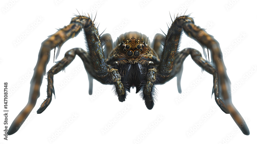 Fototapeta premium A wolf spider with a transparent background.
