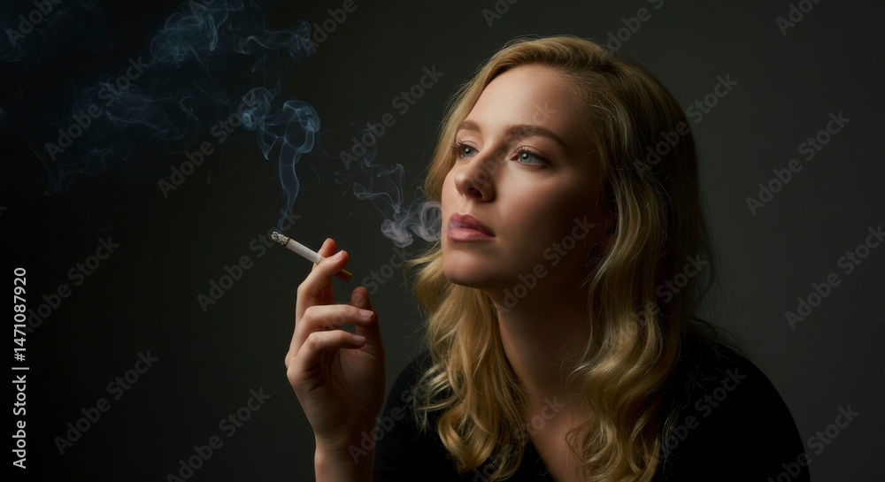 Fototapeta premium Woman smoking cigarette (1)