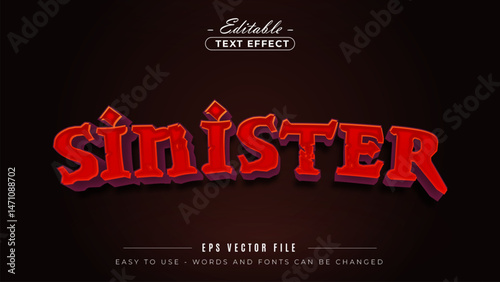 Red sinister text, editable text effect.
