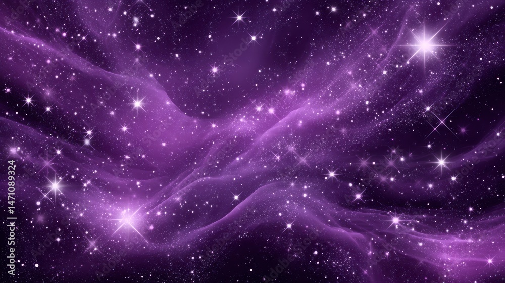 Fototapeta premium Stunning Purple Nebula Filled with Stars and Cosmic Elements in a Deep Space Environment