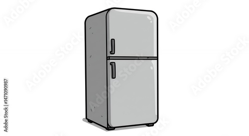 Simple grey refrigerator illustration