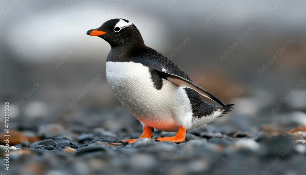 Fototapeta premium Gentoo penguin on pebbles