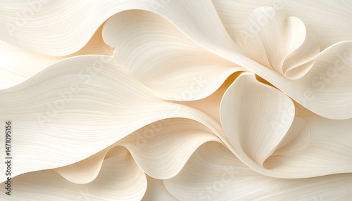Abstract art with flowing, organic shapes in soft, cream tones