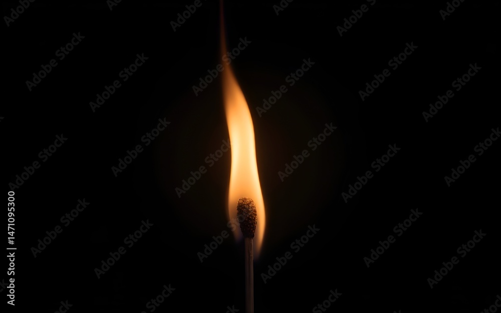 Glowing matchstick with swirling smoke against black background. High quality Glowing matchstick with swirling smoke against black background. High quality