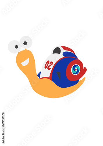 Cartoon Snail with Racing Shell