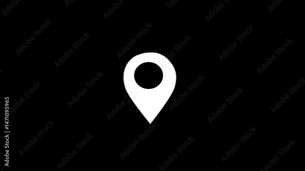 location icon animation dark screen. gps sign. location symbol, map point, location pin concept on transparent background. location pointer symbol.