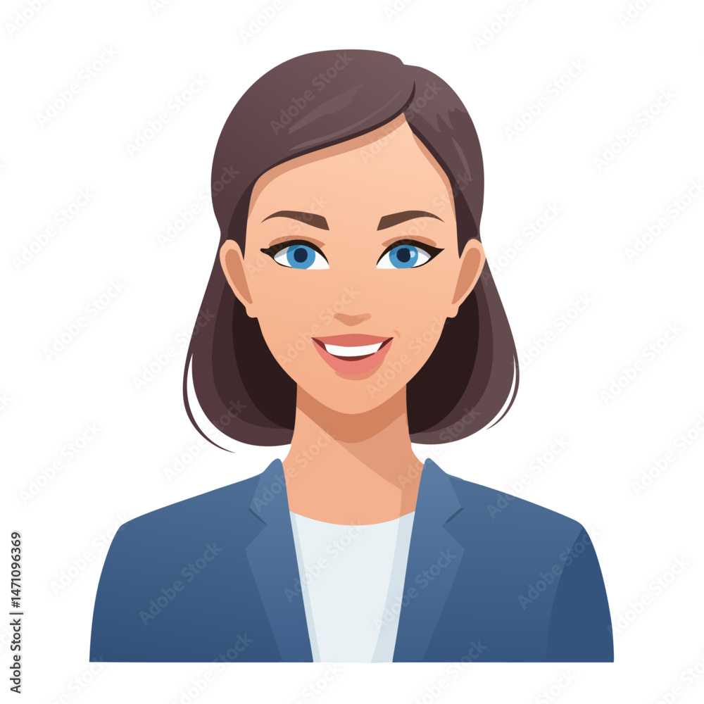 Flat Vector. Portrait of only one Woman. Simple Background. Flat Vector. Portrait of only one Woman. Simple Background.