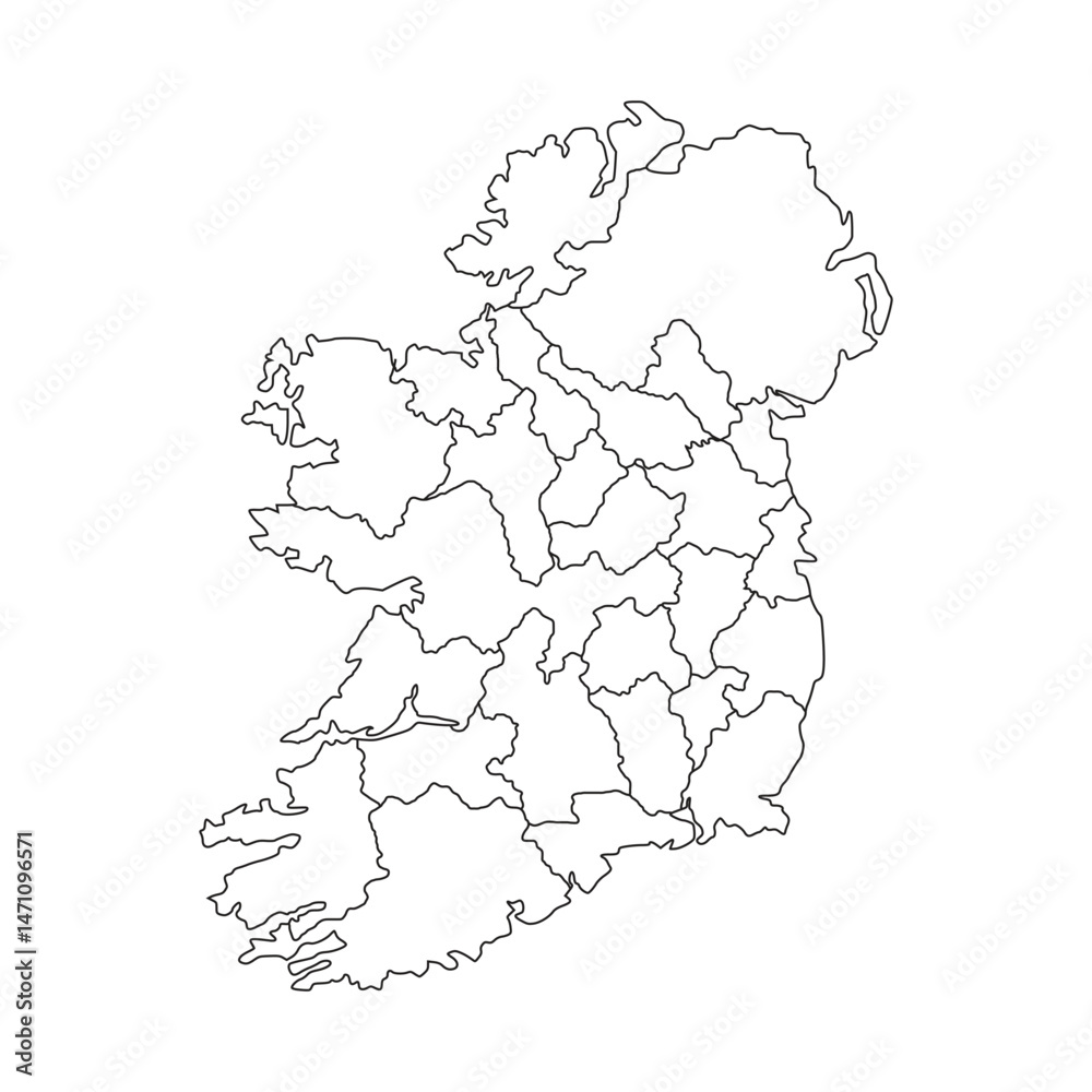 Obraz premium Ireland Map Outline Per Area Design