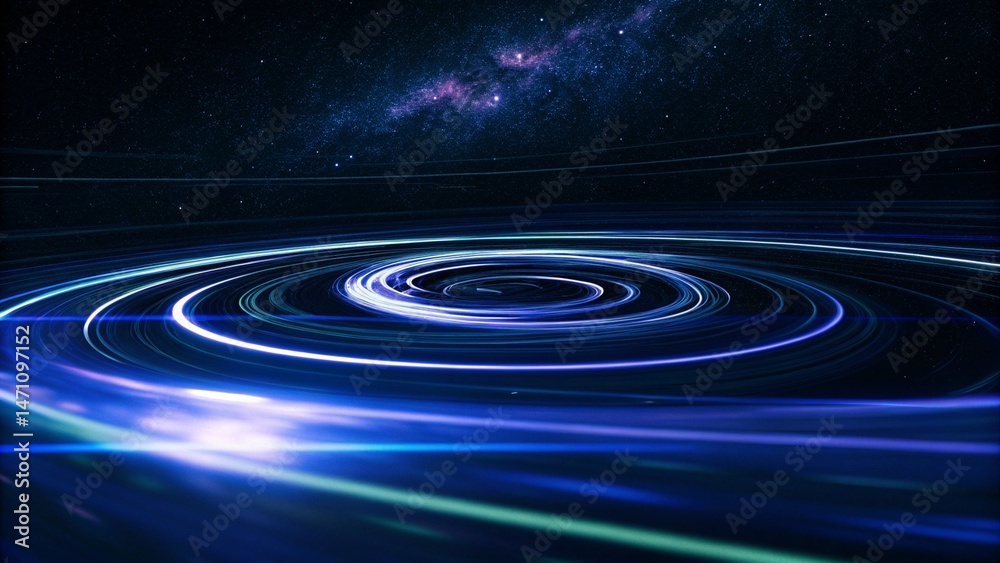 Fototapeta premium Light Speed Bule Horizon Neon Pulse of the Universe