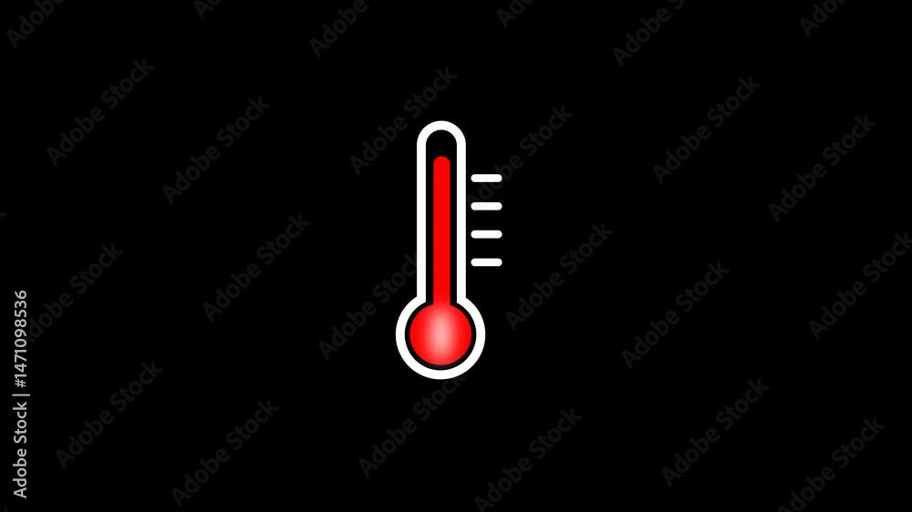 thermometer increase animation on transparent background. thermometer  hot temperature hd video.  thermometer temperature going up animation. thermometer  temperature measuring equipment motion video.