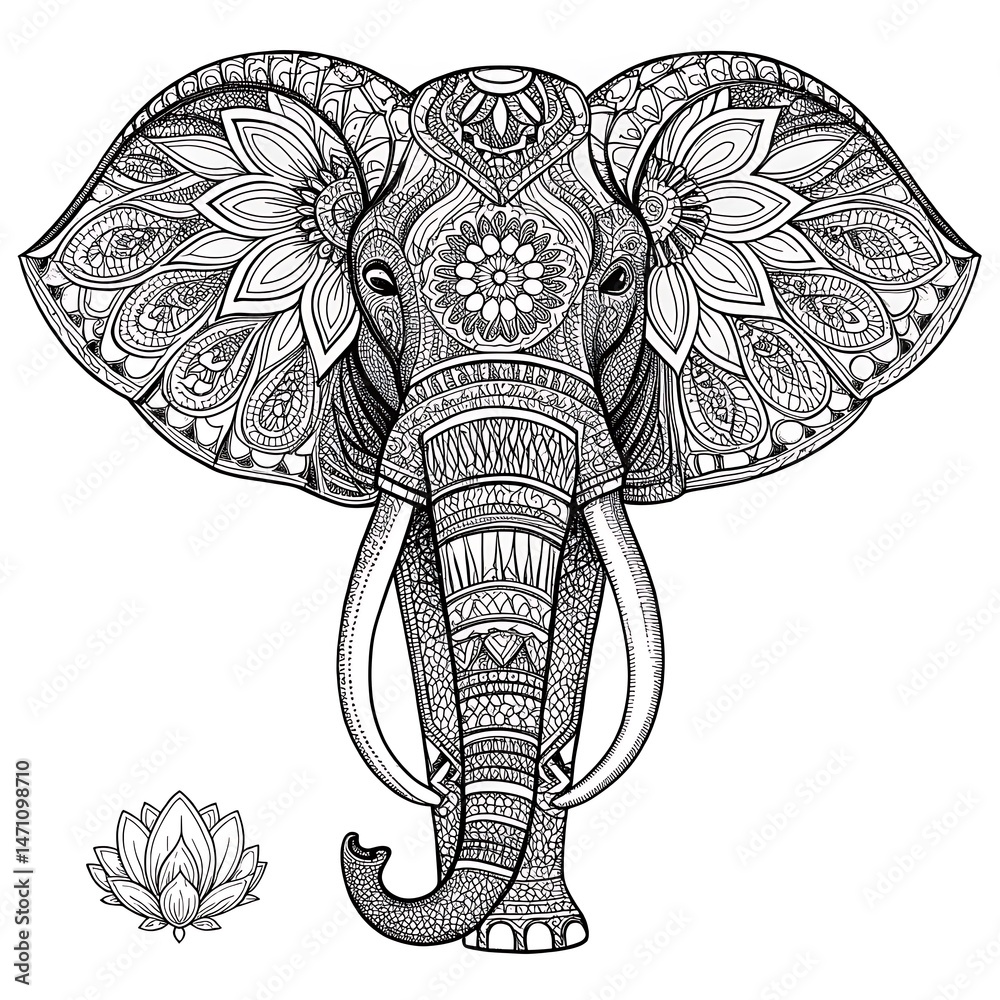 Obraz premium A black and white drawing an elephant