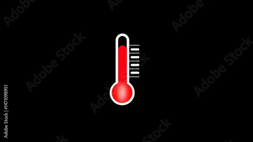 thermometer increase animation on transparent background. thermometer  hot temperature hd video.  thermometer temperature going up animation. thermometer  temperature measuring equipment motion video.