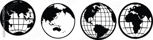 Globe earth world map geography continents illustration travel graphic design vector images isolated set