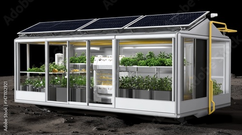 Lunar mobile hydroponic greenhouse structure.